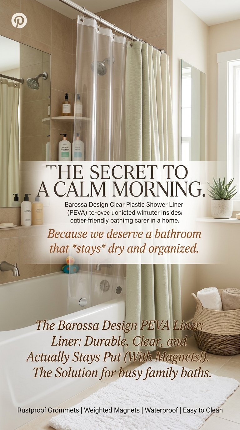 Barossa PEVA Shower Curtain Liner Clear