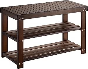 Pipishell Bamboo Shoe Rack Bench 3-Tier