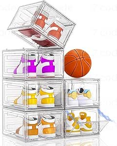 Clear Stackable Shoe Storage Boxes with Magnetic Door