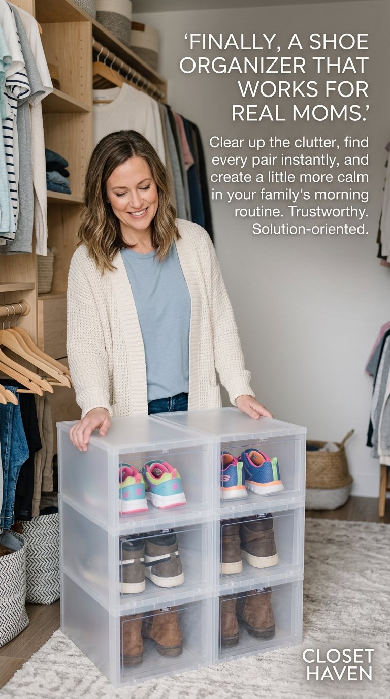 Clear Stackable Shoe Storage Boxes with Magnetic Door